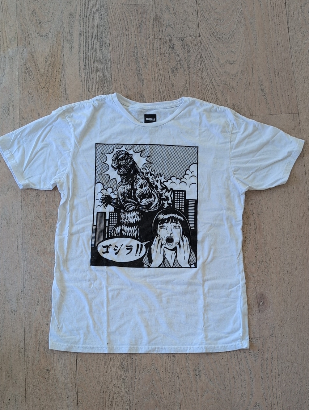 Godzilla Graphic White Men's T-Shirt Size M